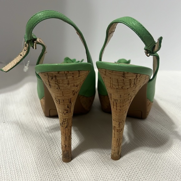 Nine West Green Leather Sling Back Heels 8.5 - Picture 6 of 7